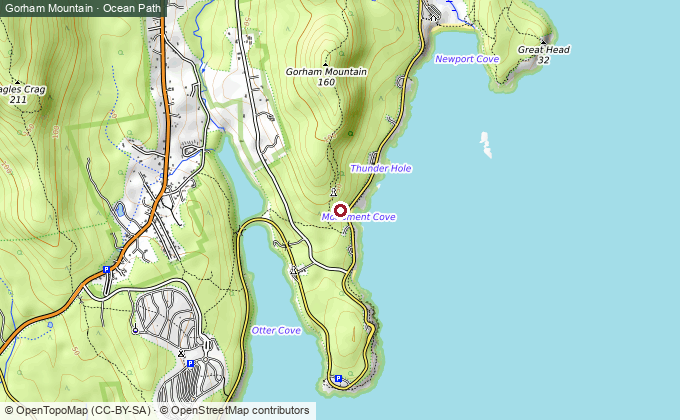 Topographic map of Gorham Mountain and Ocean Path