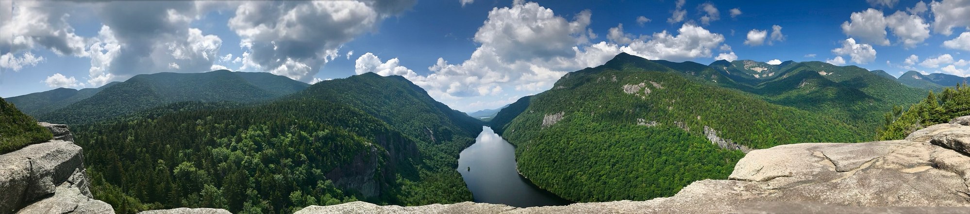 Panorama from Indian Head overlook above Lower Ausable Lake