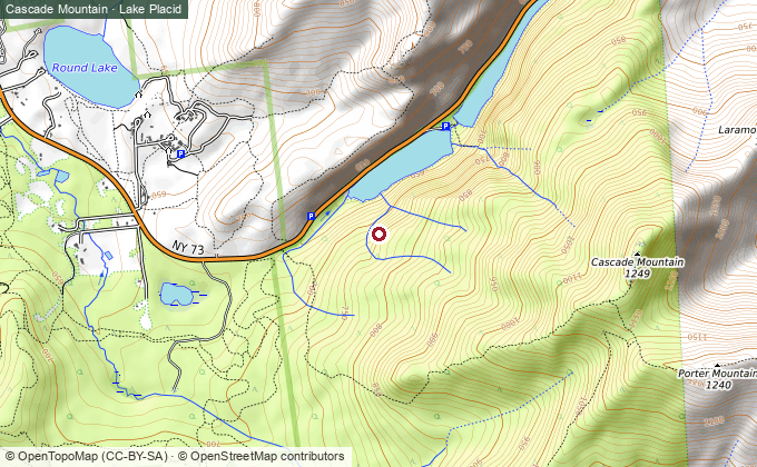 Topographic map of Cascade Mountain, Lake Placid