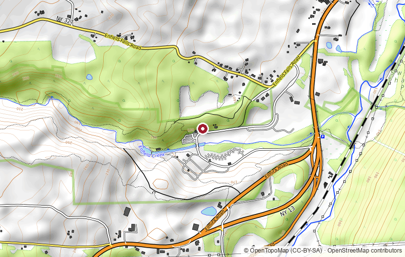 Topographic map of Robert H. Treman State Park and Lucifer Falls