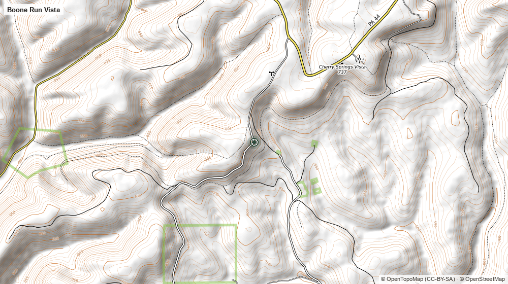 Topographic map of Boone Run Vista on the East Fork Trail