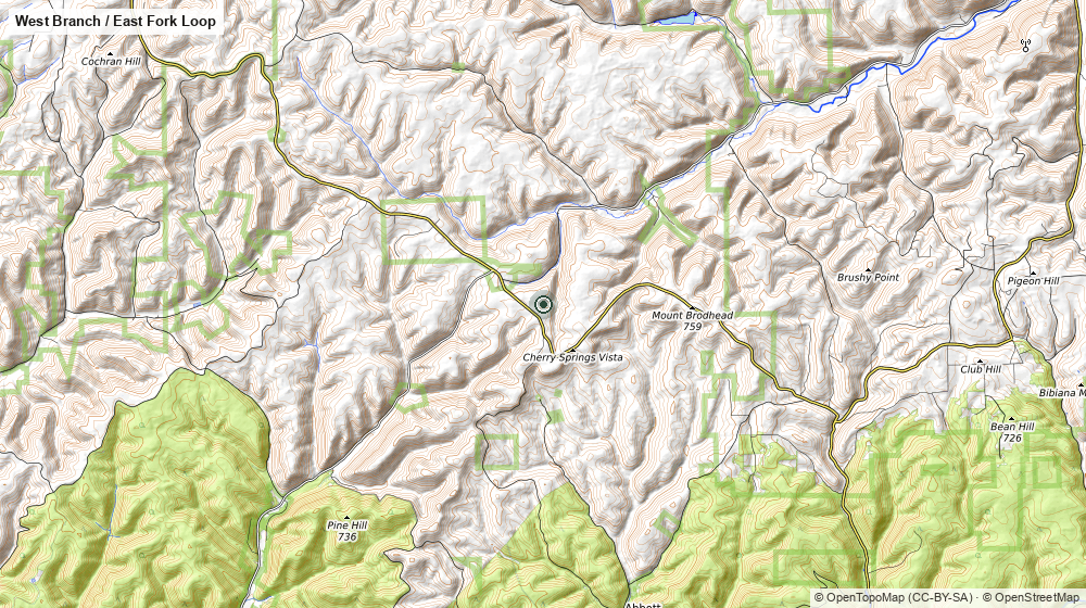 Topographic overview of the Susquehannock State Forest trail country, south of Cherry Springs